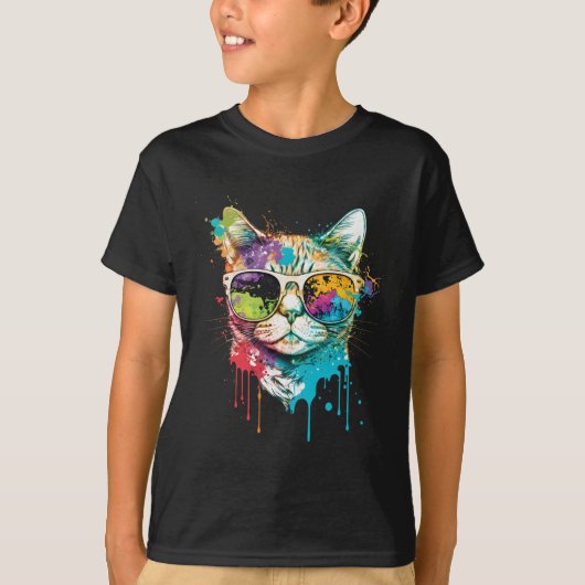 Leuke Cat Motif Pop Art Cat T-shirt (Voorkant)