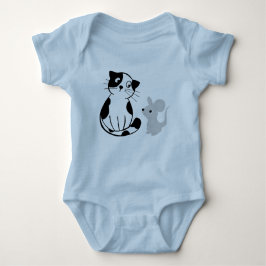 Leuke Cat & Rat Graphic Licht Blauw Baby Bodysuit