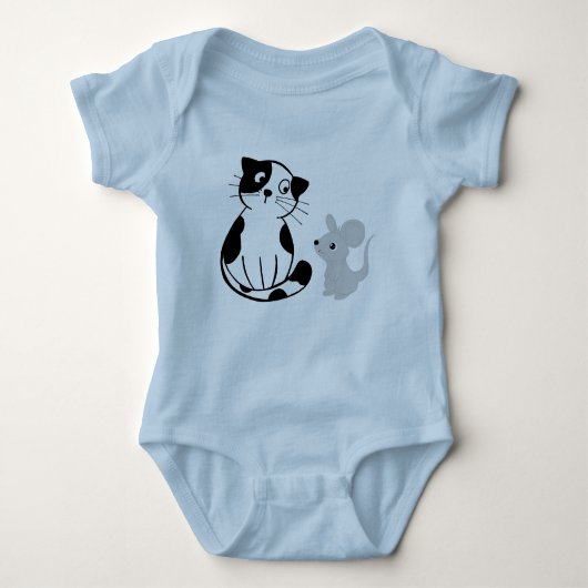 Leuke Cat & Rat Graphic Licht Blauw Baby Bodysuit (Voorkant)
