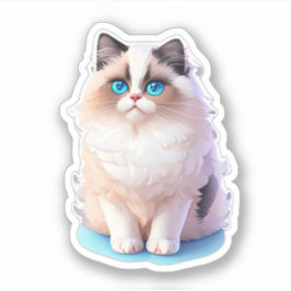 Leuke Cat Sticker van een Ragdoll Cat Clipart