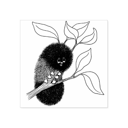 Leuke Caterpillar op een bladtak Rubber Stamp Rubberstempel (Afrduk)
