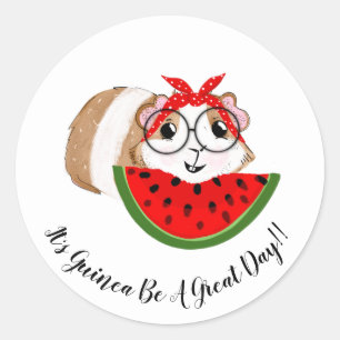 Leuke cavia met quote ronde sticker