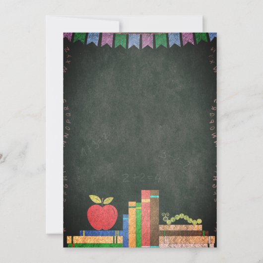 Leuke Chalkboard Preschool Afstuderen Invitation Kaart (Achterkant)