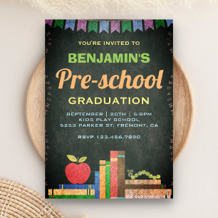Leuke Chalkboard Preschool Afstuderen Invitation Kaart