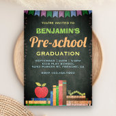 Leuke Chalkboard Preschool Afstuderen Invitation Kaart