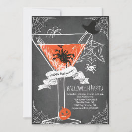 Leuke Chalkboard Spooky Halloween Cocktail Party Kaart