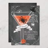 Leuke Chalkboard Spooky Halloween Cocktail Party Kaart (Voorkant / Achterkant)