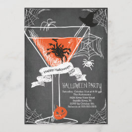 Leuke Chalkboard Spooky Halloween Cocktail Party Kaart