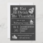 Leuke Chalkboard Thanksgiving Invitation Kaart (Voorkant)