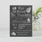 Leuke Chalkboard Thanksgiving Invitation Kaart (Staand voorkant)