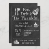 Leuke Chalkboard Thanksgiving Invitation Kaart (Voorkant / Achterkant)