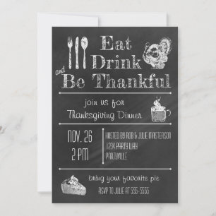 Leuke Chalkboard Thanksgiving Invitation Kaart