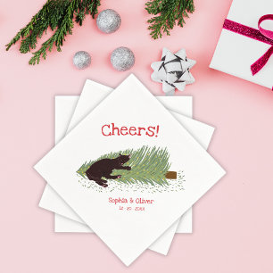 Leuke Cheers! Zwarte Kat vs Kerstboom Vakanties Servet