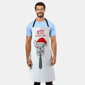 leuke chef-kok met hond en Santa hat Schort (Gedragen)