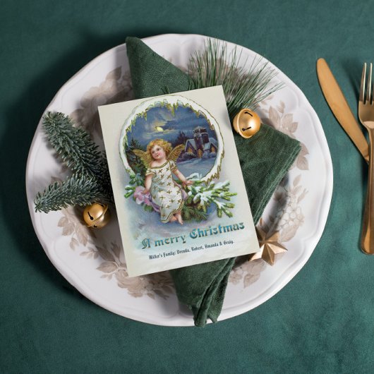 Leuke Cherub gouden vleugel, kerst Wenskaart Kaart