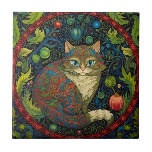 Leuke Cheshire Cat art nouveau stijl Tegeltje (Voorkant)