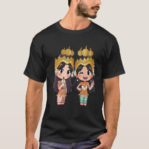 Leuke Chibi stijl Cambodjaanse Khmer Apsara BFF vr T-shirt