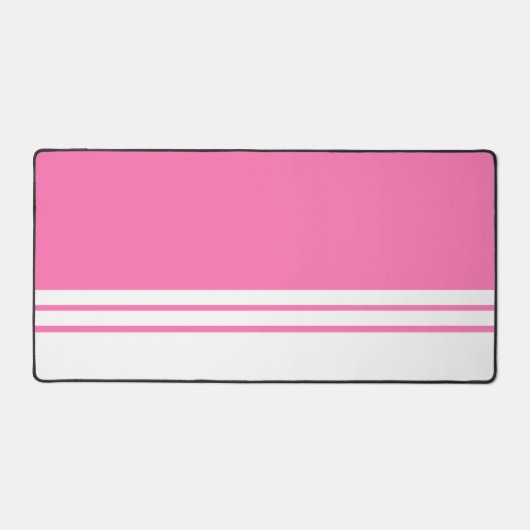 Leuke Chic Bright Pink White Edge Racing Stripes Bureaumat (Voorkant)