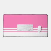 Leuke Chic Heldroze Wit Rand Racing Strepen Bureaumat (Keyboard & Muis)