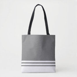 Leuke Chic Medium Grijs Witte Base Racing Stripes Tote Bag