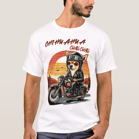 Leuke Chihuahua biker meisje hondenliefhebber T-shirt (Voorkant)