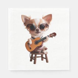 Leuke chihuahua die klassieke gitaar speelt cartoo servet
