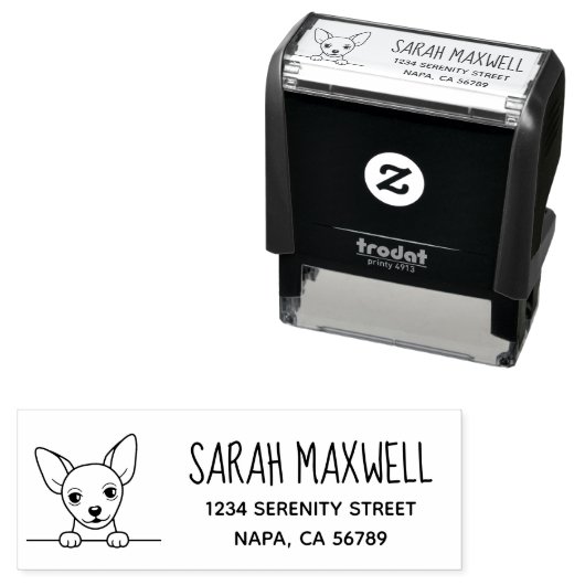 Leuke Chihuahua Hond Retouradres Zelfinktende Stempel (In situ)
