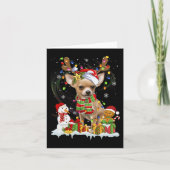 Leuke Chihuahua Kerst Lelijke Hond Santa Hoed Ligh Kaart (Voorkant)