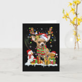 Leuke Chihuahua Kerst Lelijke Hond Santa Hoed Ligh Kaart (Gele Bloem)