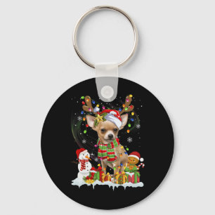 Leuke Chihuahua Kerst Lelijke Hond Santa Hoed Ligh Sleutelhanger