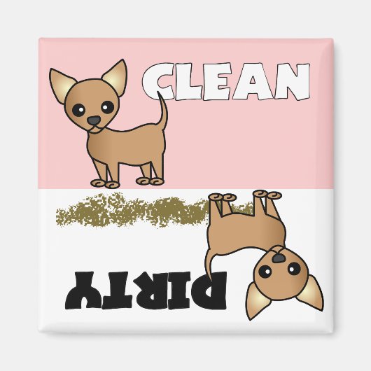 Leuke Chihuahua Schoon/Vuile Vaatwasser Magneet (Voorkant)