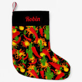 Leuke Chili Pepper, Cactus en Fire gepersonaliseer Kleine Kerstsok (Voorkant)