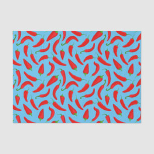 Leuke Chili Pepper Patroon op Blauw Tissuepapier