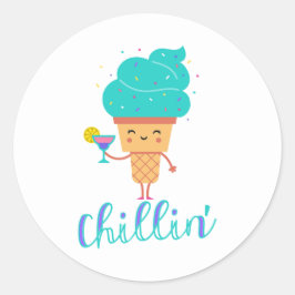 Leuke Chill Zomer Turquoise Ijs Chillen Feestje Ronde Sticker