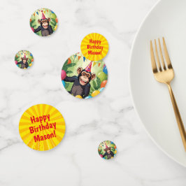 Leuke Chimpanzee Kind Wild Oerwoud Monkey Verjaard Confetti