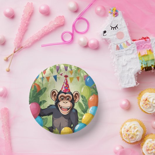 Leuke Chimpanzee Kind Wild Oerwoud Monkey Verjaard Papieren Kommen (Feest)