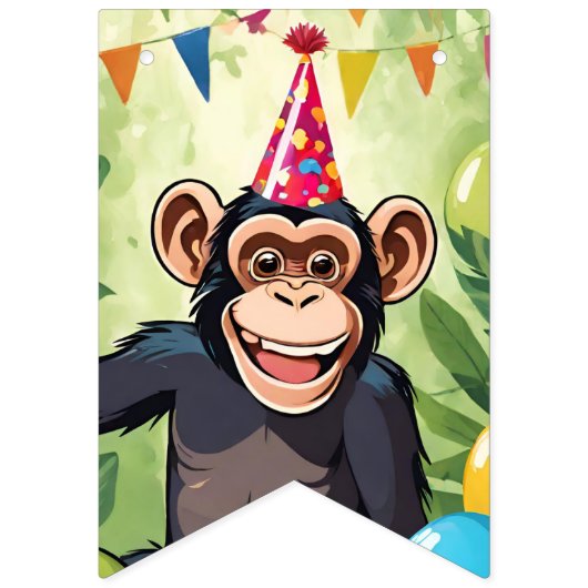Leuke Chimpanzee Kind Wild Oerwoud Monkey Verjaard Vlaggetjes (Eerste vlag)