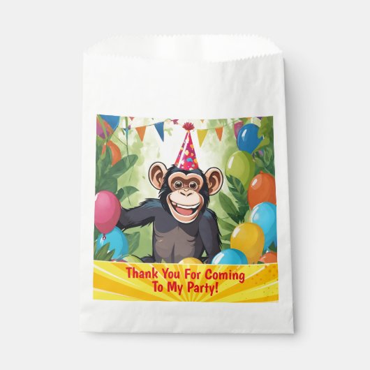 Leuke Chimpanzee Kind Wild Oerwoud Verjaardag Bedankzakje (Voorkant)