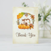 Leuke Chipmunk en Pumpkin Baby shower Bedankt (Staand voorkant)