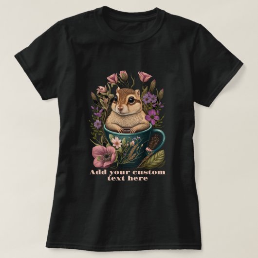 Leuke Chipmunk in een kopje wilde bloem, Chipmunk  T-shirt (Design voorkant)