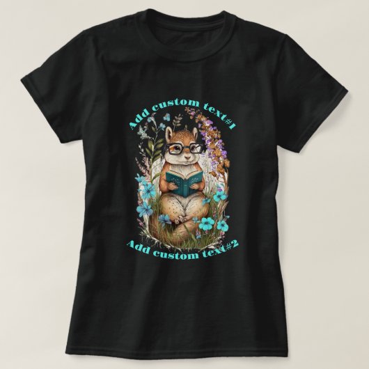 Leuke Chipmunk Lees boek wildflower, Chipmunk lief T-shirt (Design voorkant)