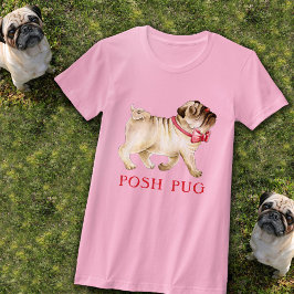 Leuke chique pug whimsy in rode boog stropdas hond t-shirt