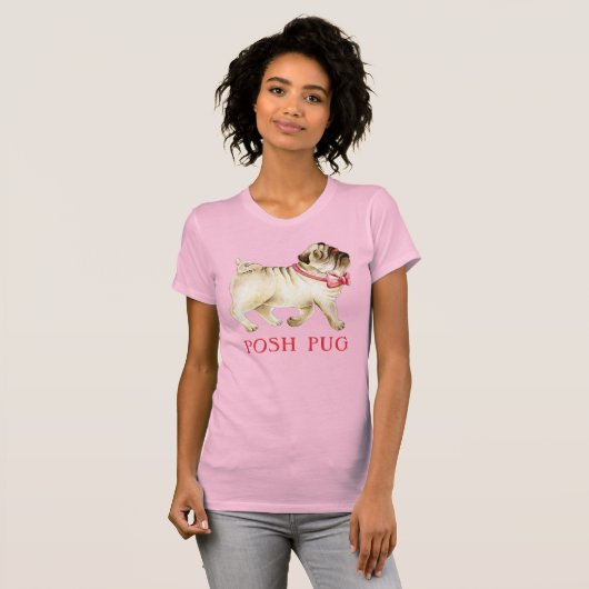 Leuke chique pug whimsy in rode boog stropdas hond t-shirt (Voorkant volledig)