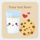 Leuke chocolade chip melk cookie tekst toevoegen vierkante sticker (Voorkant)