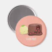 Leuke Chocolade Lava Cake en Ice Cream Pun Magnet (Voorkant / Achterkant)