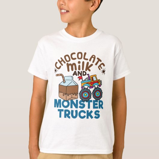 Leuke Chocolade Melk en Monster Trucks T-shirt (Voorkant)