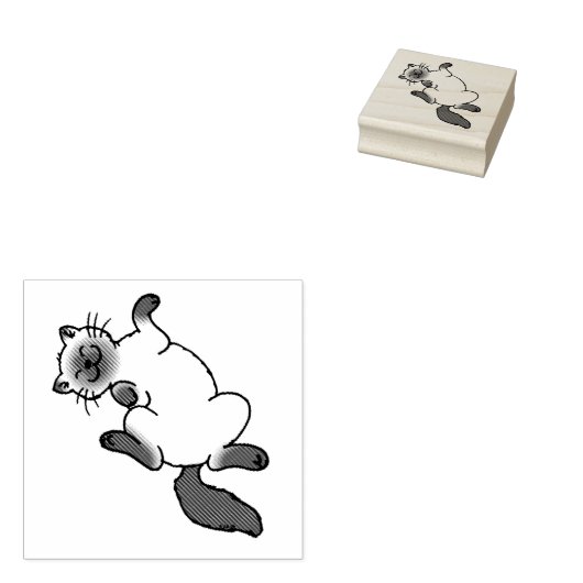 Leuke chocolade punt Siamese kat Rubberstempel (Gestempeld)