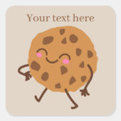 Leuke Chocolate Chip Cookie Tekst toevoegen Vierkante Sticker (Voorkant)