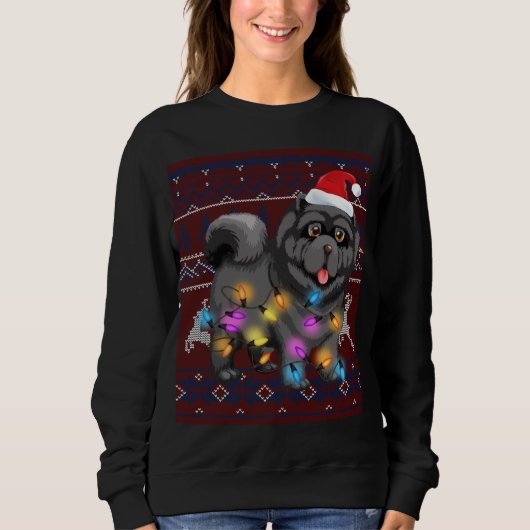 Leuke Chow Chow Kerstverlichting Lelijke trui Chow (Voorkant)