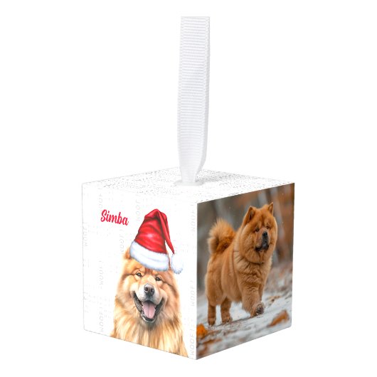 Leuke Chow Chow Santa Dog Twee Foto Kerstmis Decoratie (Voorkant hoekig)